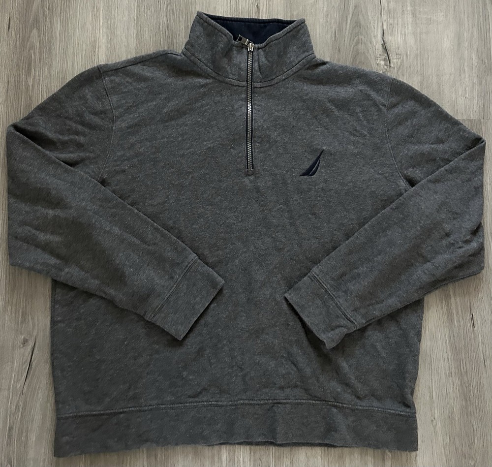Nautica Men's Grey Long Sleeve Sweatshirt 1/4 Zip Medium