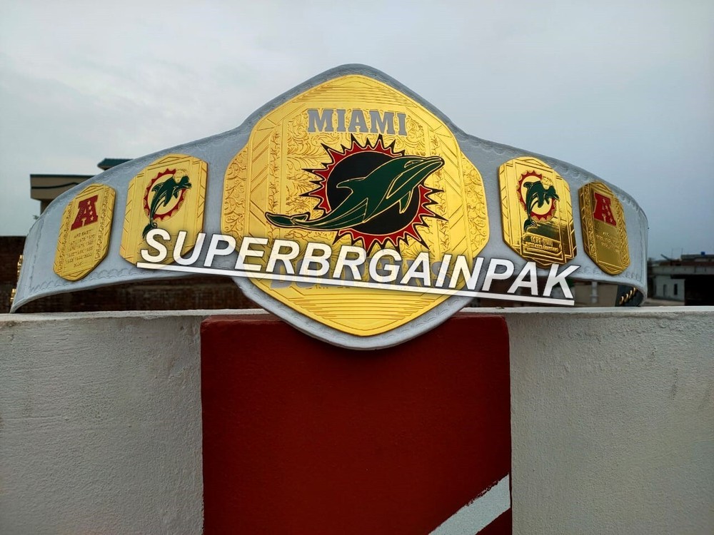 Miami Dolphins Championship Belt 4mm Brass Adult Size