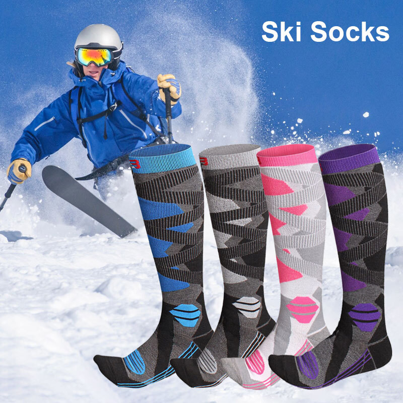 Men Women Winter Long Warm Ski Hiking Snowboarding Climbing Sports Socks