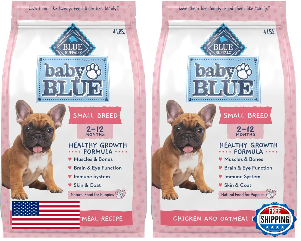 Blue Buffalo Puppy Small Breed Dry Dog Food - Chicken & Oatmeal - 2x 4lb Bags