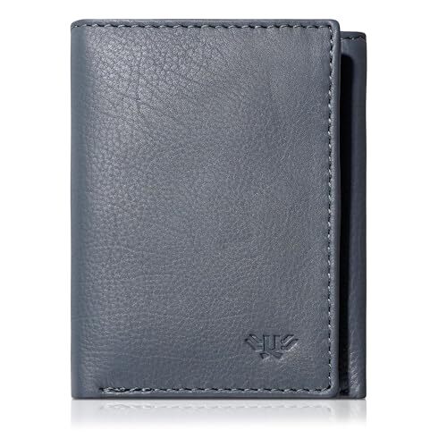 Full Grain Genuine Leather Men's Travel Wallet Handcrafted in Grey-image