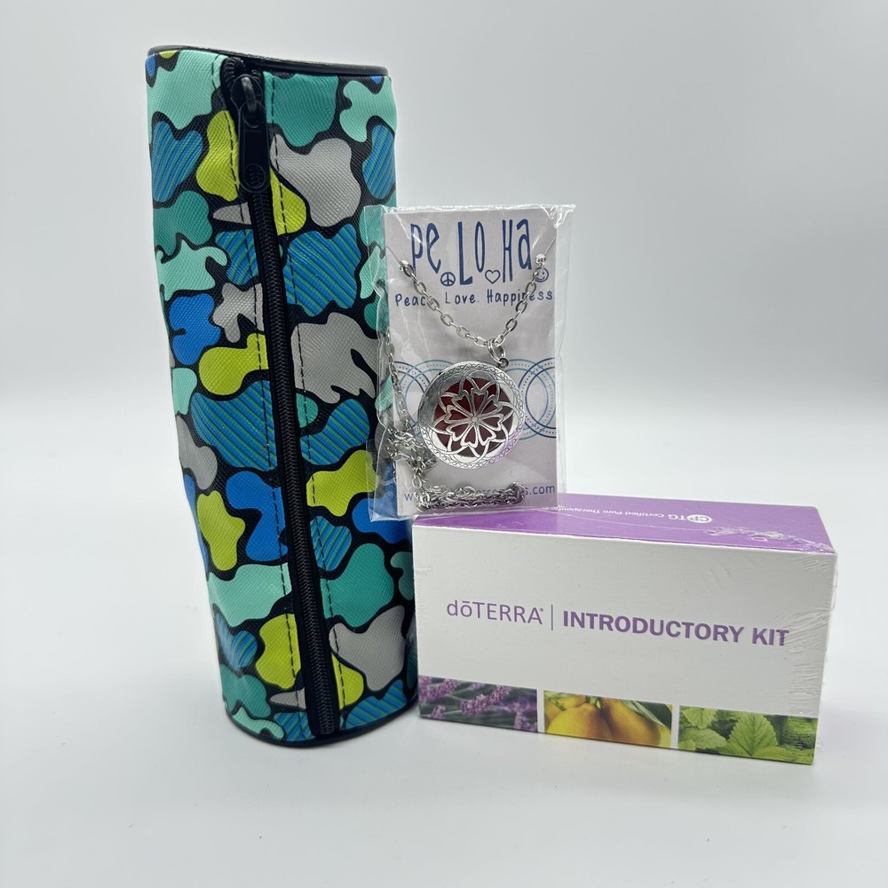 doTERRA Essential Oil Starter Kit with 9 Oils Zip Pouch and Diffuser Necklace