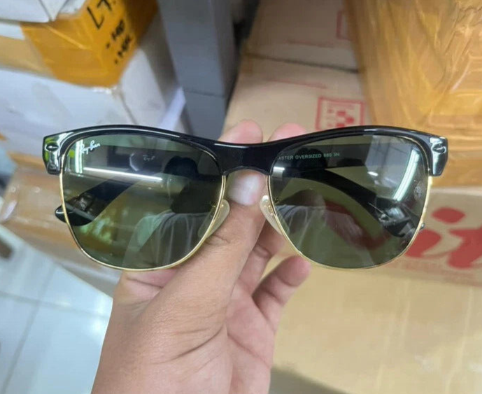 RAYBAN CLUBMASTER OVERSIZE RB4175 SUNGLASSES GLOSSY BLACK LENS