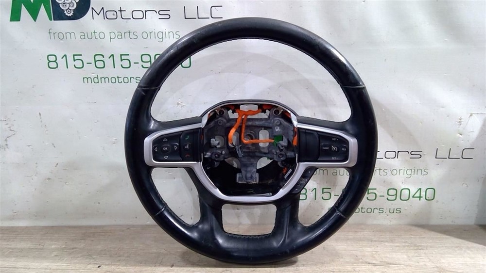 2019-2025 RAM 1500 NEW STYLE STEERING WHEEL BLACK LEATHER OEM 5YK252X7AE