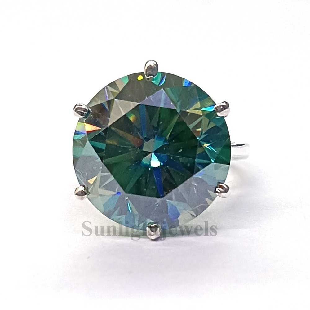 RARE 10.80 Ct Certified Blue Diamond Solitaire Ring, In 925 Silver -Tariffs FREE