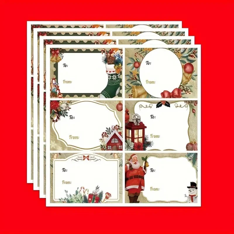 30-Piece Christmas Gift Tag Sticker Set, 6 Unique Large Foil Designs, Labels