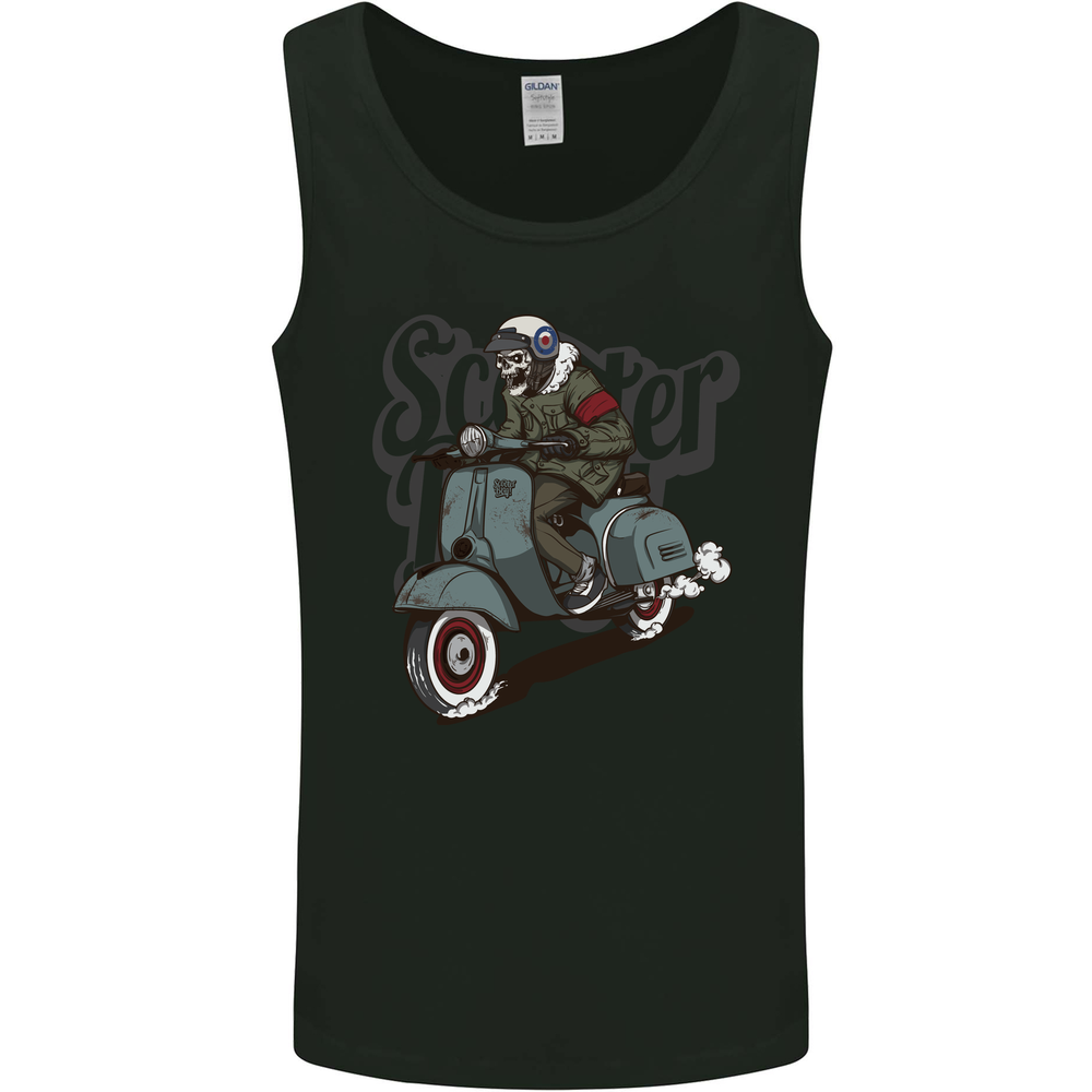 Skull Print Biker Vest Tank Top for Men - Motorcycle Scooter MOD Style  