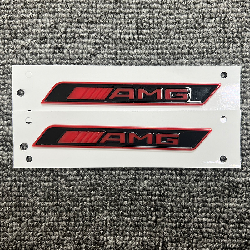 2x Black RED AM-G For  Car Emblem Badge Sticker Side Skirts Badge