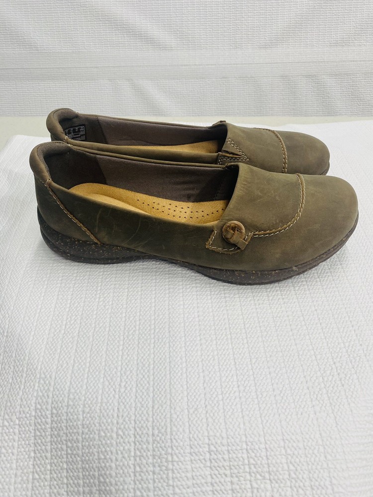 Clarks Women Roseville Sky Comfort Loafer Moccasin Brown Suede Size 9.5