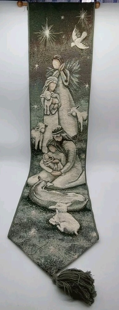 Willow Tree Nativity Tapestry Wall Hanging with Tassel Nativity Scene