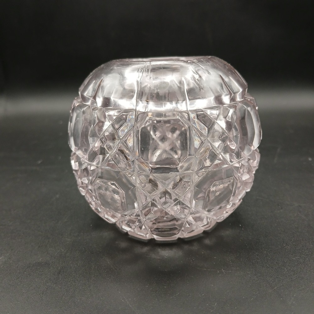 Vintage Early American Cut Glass Sphere Votive Holder 3.5 Inch Diameter