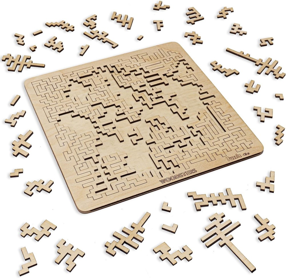 Rustic 130-Piece Expert Wooden Jigsaw Puzzle - Engaging Aztec Labyrinth Design