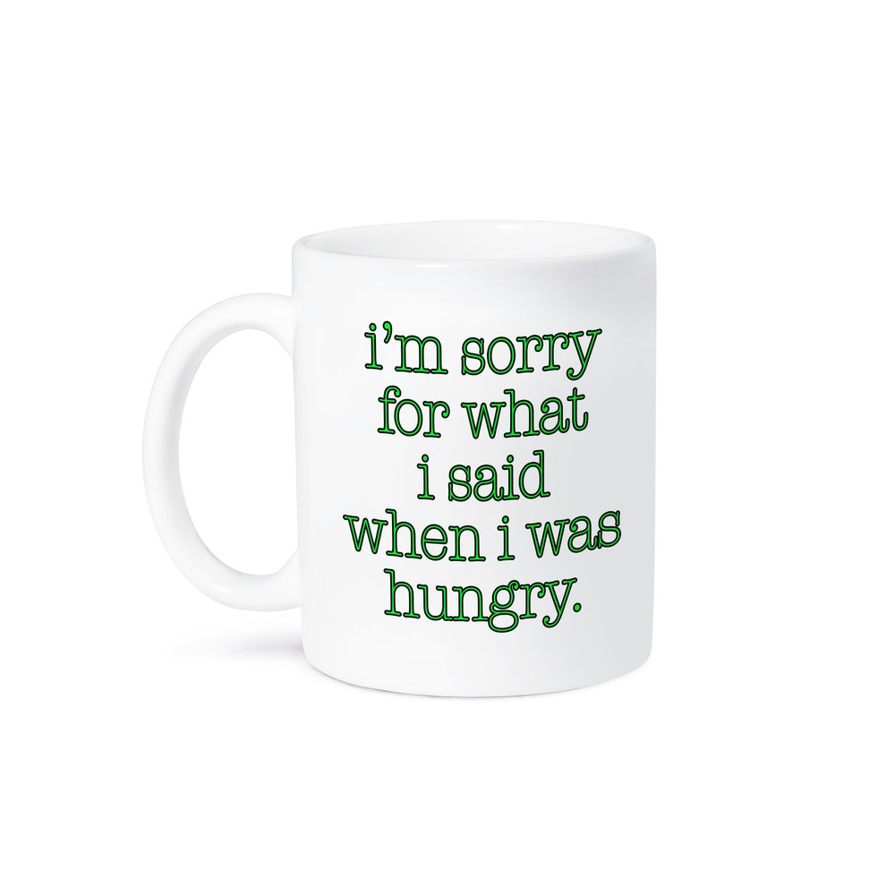 Hunger Apology Lime Green Mug by 3dRose