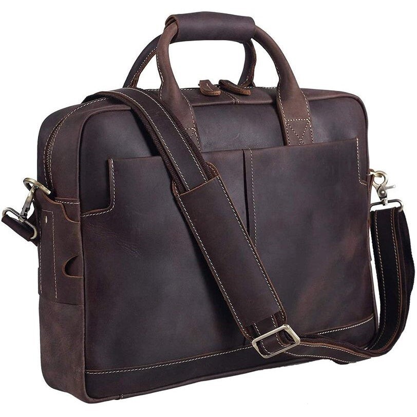 Classic Full Grain Leather Briefcase for Professional Men