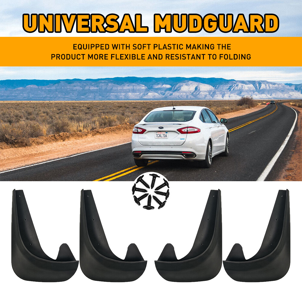 4pcs Universal Rubber Mud Flaps for Front Rear Car Tires Splash Guards