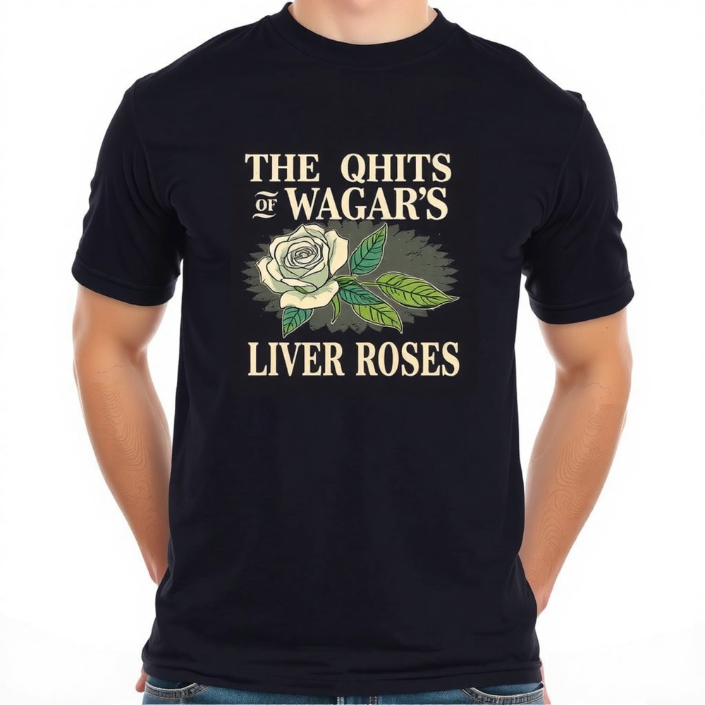 Vintage Style T-Shirt with White Rose Graphic 