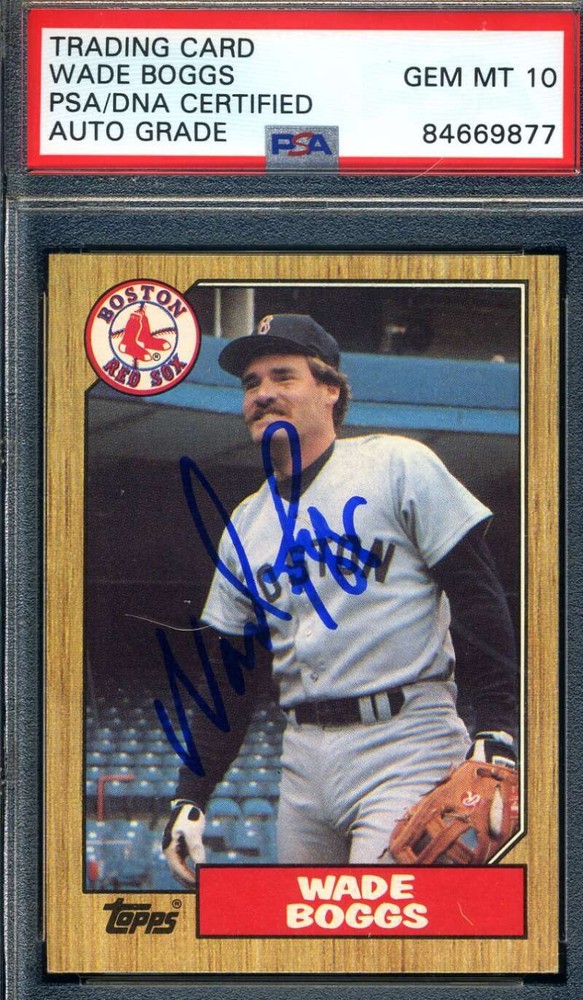 Wade Boggs Gem Mint 10 PSA DNA Signed 1987 Topps Autograph