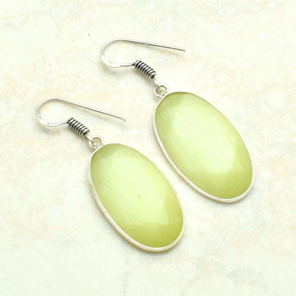 Cat Eye Gemstone Handmade Drop Dangle Earrings Jewelry Gift 2