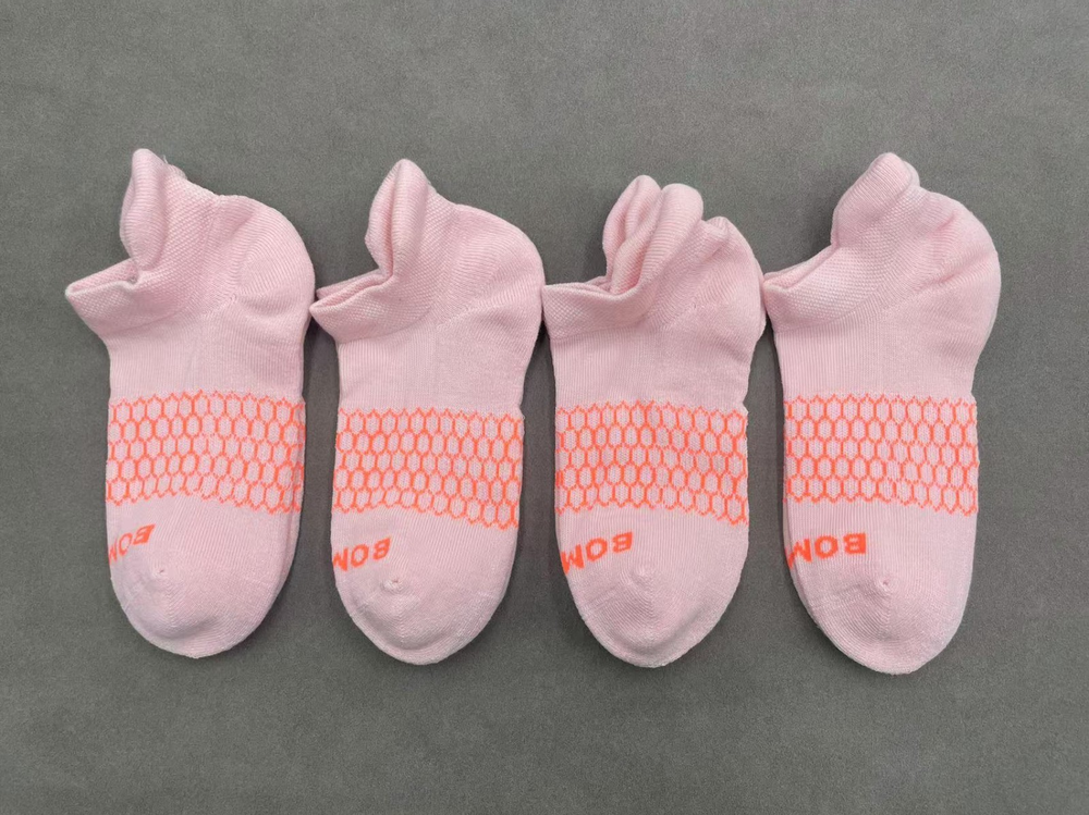 4 Pairs Bombas Women's Solid Honeycomb Ankle Socks Size small pink