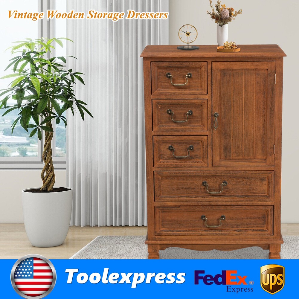 5 Drawers Dresser Wooden Storage Dressers Chests of Drawers for Bedroom Home