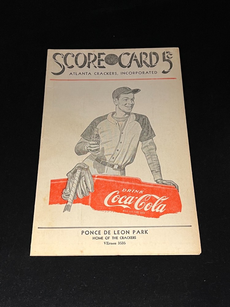 4.8.1951 Atlanta Crackers vs Brooklyn Dodgers Score Card Unused W/Coca Cola 6935