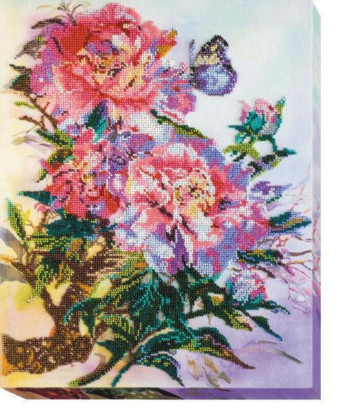 Bead embroidery kit Chinese Peonies needlework kit Art canvas beadwork pattern