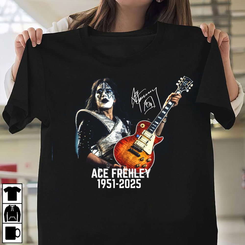 Legendary Ace Frehley T Shirt Short Sleeve S-5XL Memorial Signature