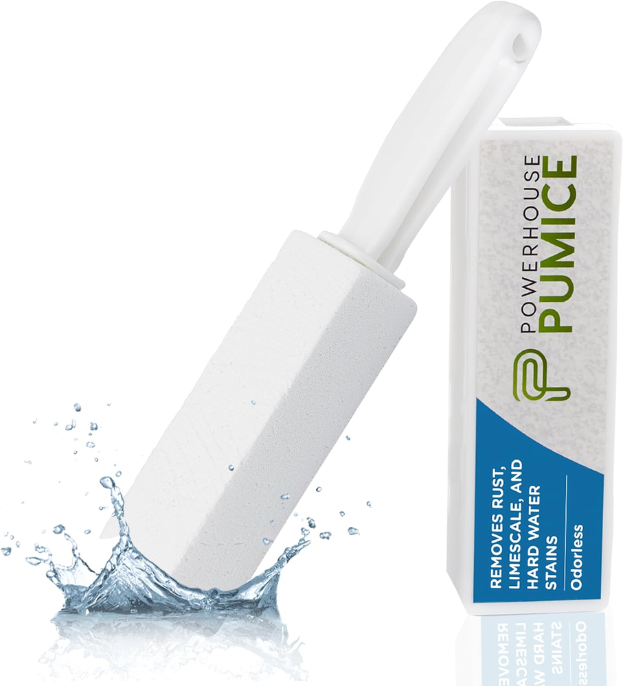 Powerstone Pumice Stone Toilet Bowl Cleaner with Handle – Removes Stubborn Stains Easily