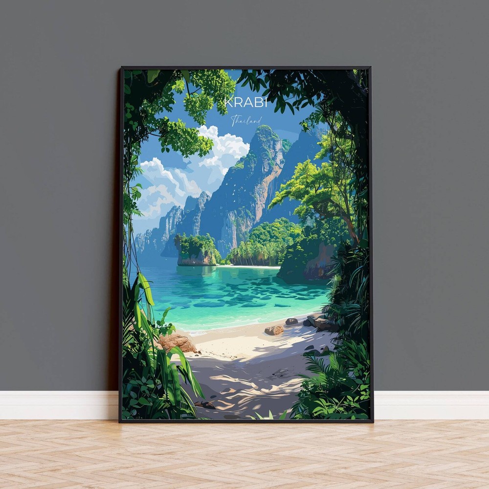 Krabi Travel Poster Wall Art Travel Print Of Krabi Thailand Krabi Art Lovers