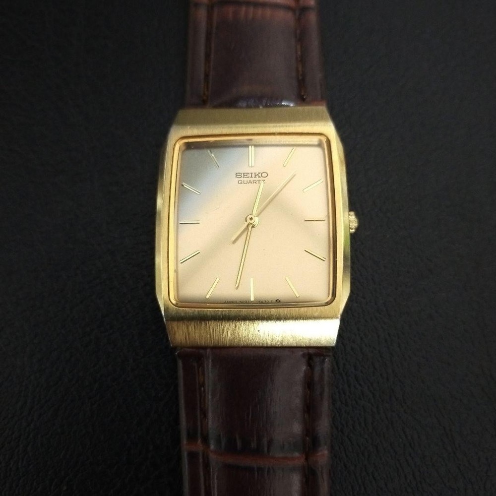 Seiko 5P31-5A6O Gold Square Mens Watch – Stylish & Reliable