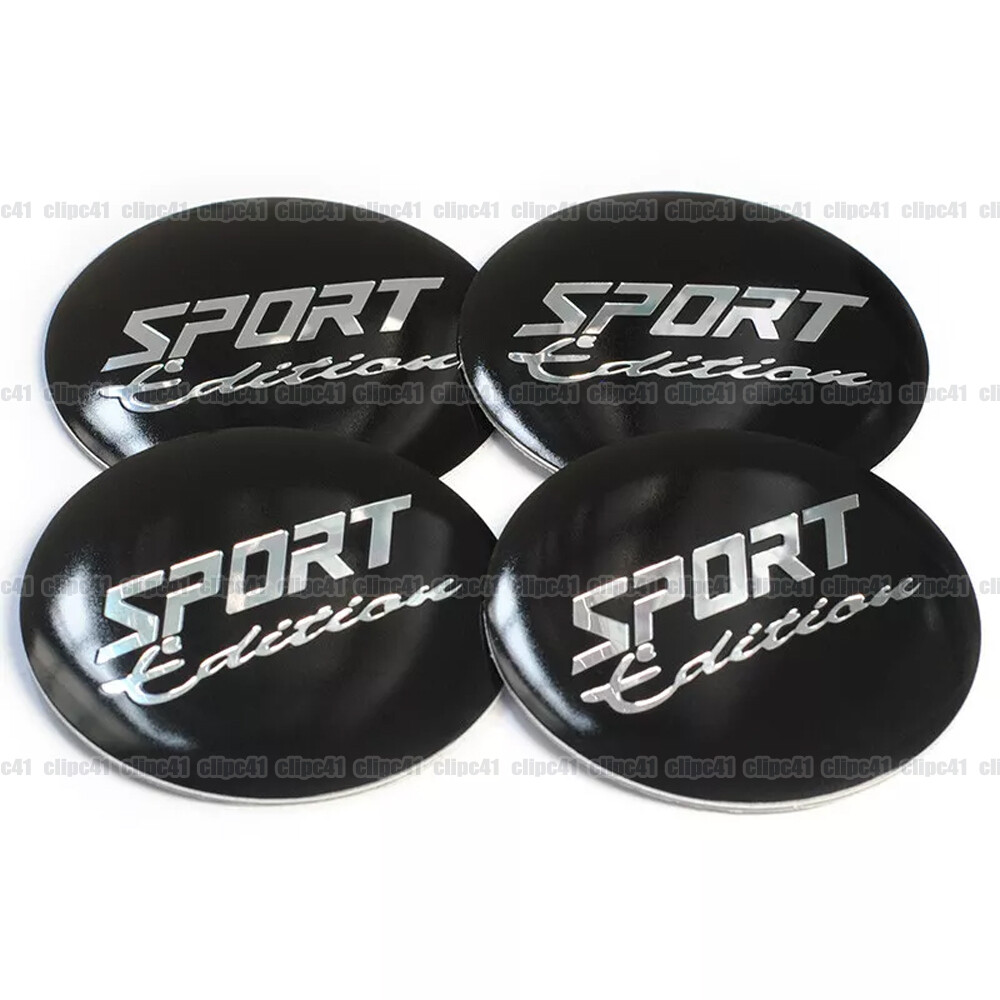 4Pcs 56MM Sport Edition Black Wheel Center Cap Hub Stickers