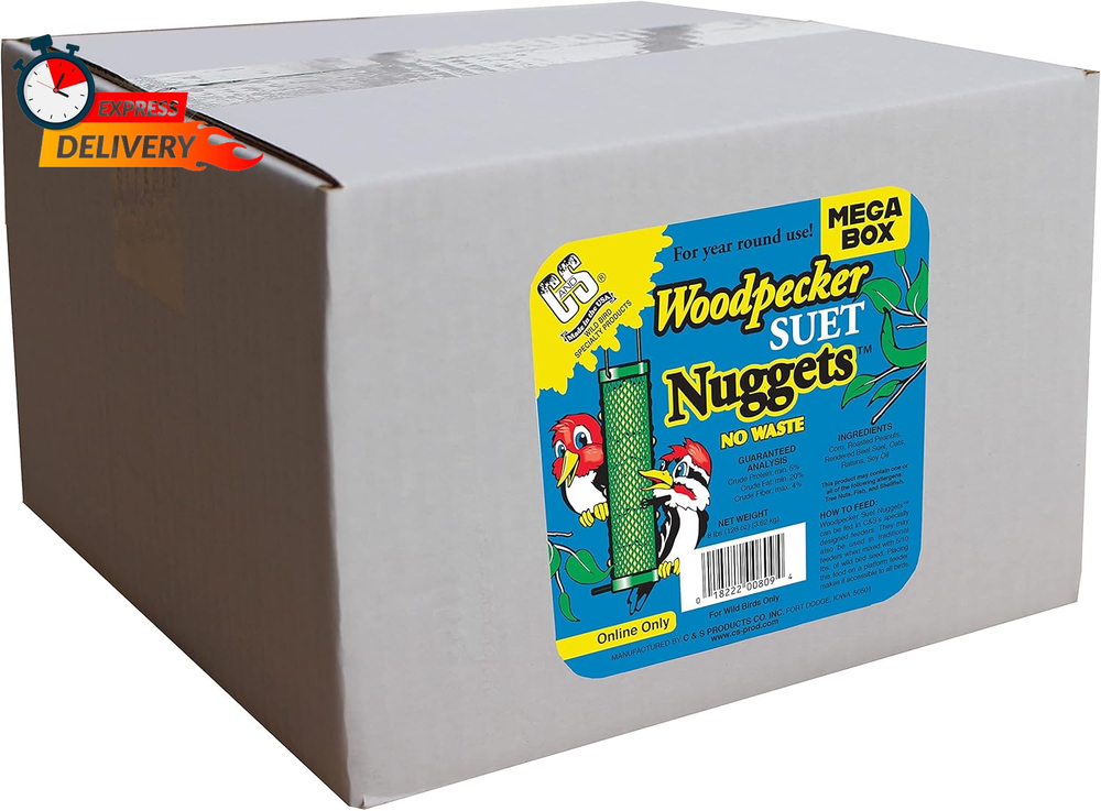 C&S Wild Bird Woodpecker Suet Nuggets Mega Box, 8 Pounds