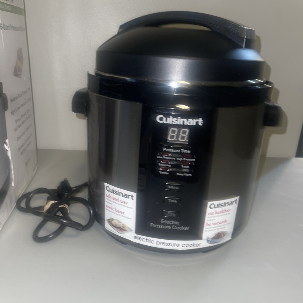 Cuisinart 6 qt 1000W Electric Pressure Cooker Black Chrome - Minor Dent
