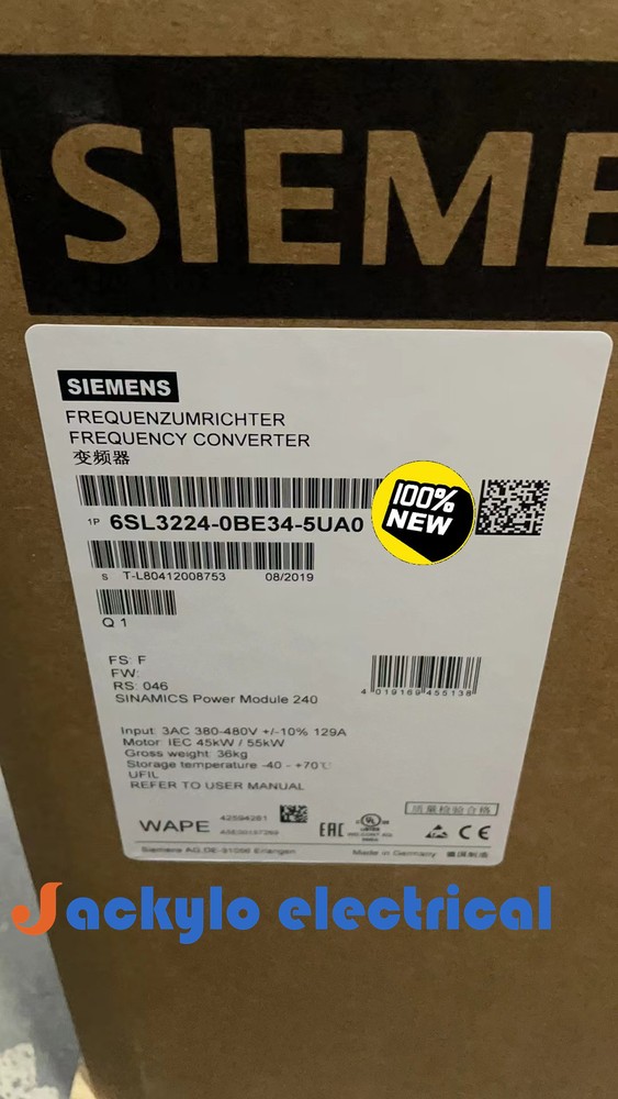 6SL3224-0BE34-5UA0 NEW SIEMENS 6SL3 224-0BE34-5UA0 G120 PM240 Power Module