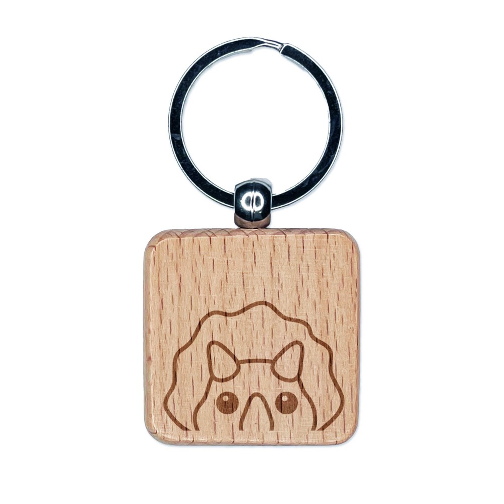 Triceratops Dinosaur Engraved Wooden Keychain Charm Square Gift  