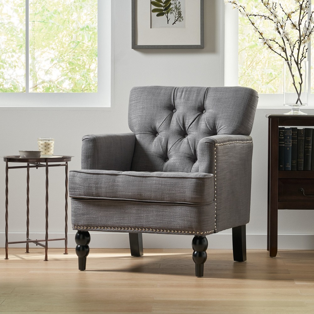 Malone Charcoal Grey Transitional Club Chair by Christopher Knight Home