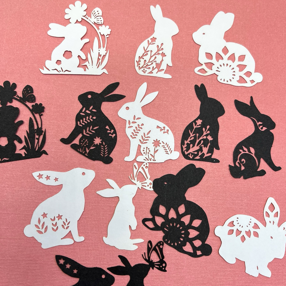 Easter Bunny Die Cut Paper Shapes for Junk Journals and Scrapbooking