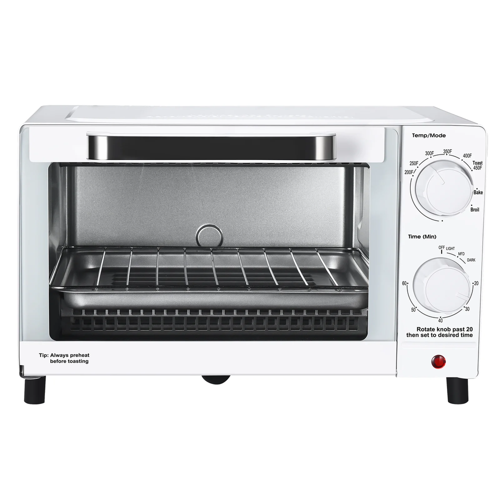 4-Slice Toaster Oven with Baking Rack & Pan - 3 Cooking Settings