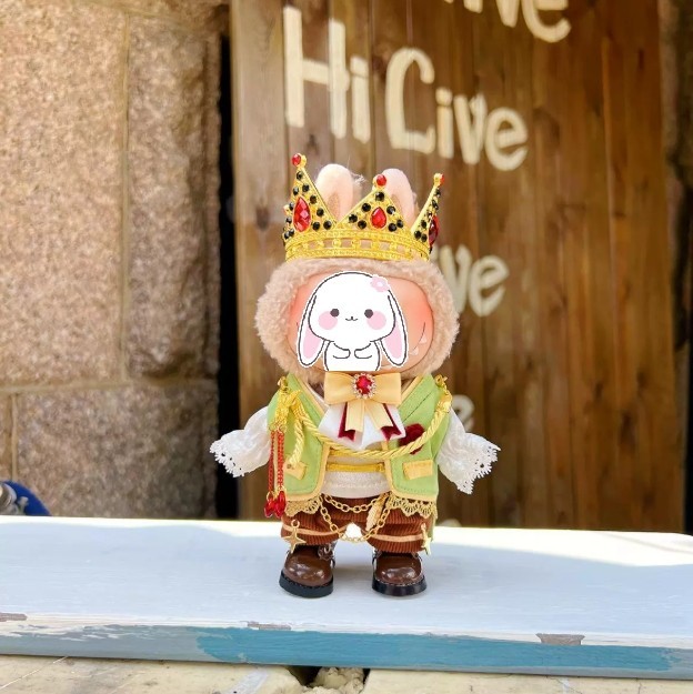 POP MART Monsters Labubu Plush Doll with Crown Prince Outfit