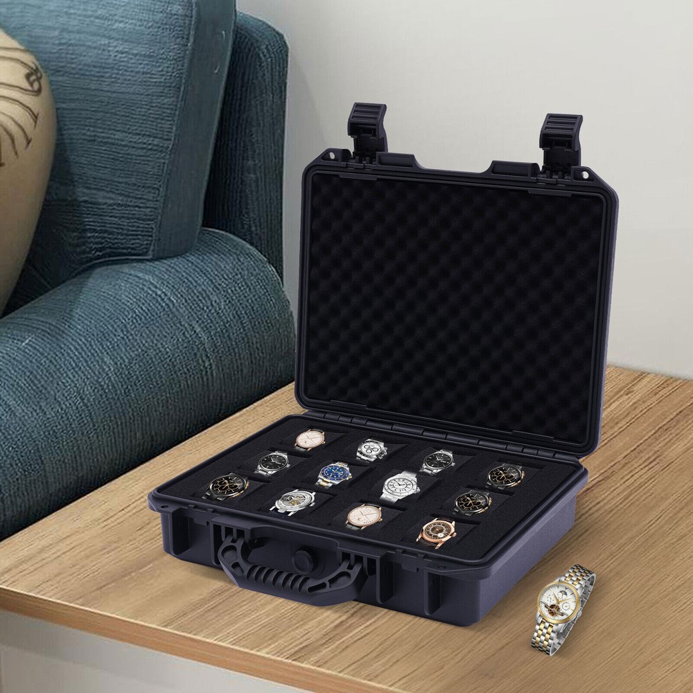 12 Slots Watch Travel Case Hard Shell Protection Jewelry Storage Organizer Box