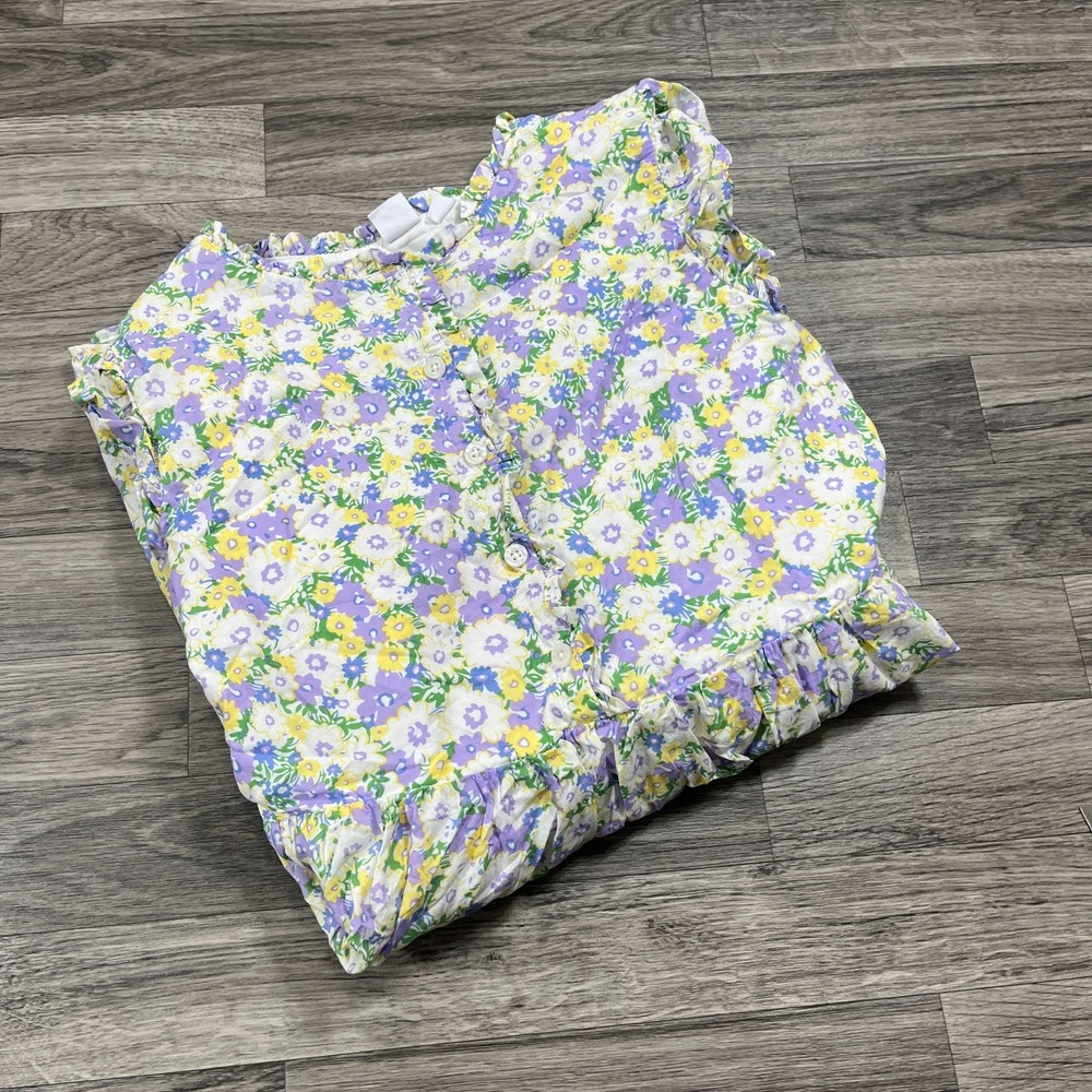 GAP Ruffle Sleeve Multi Color Floral Print Woven Dress Girl's Size XL 14 / 16