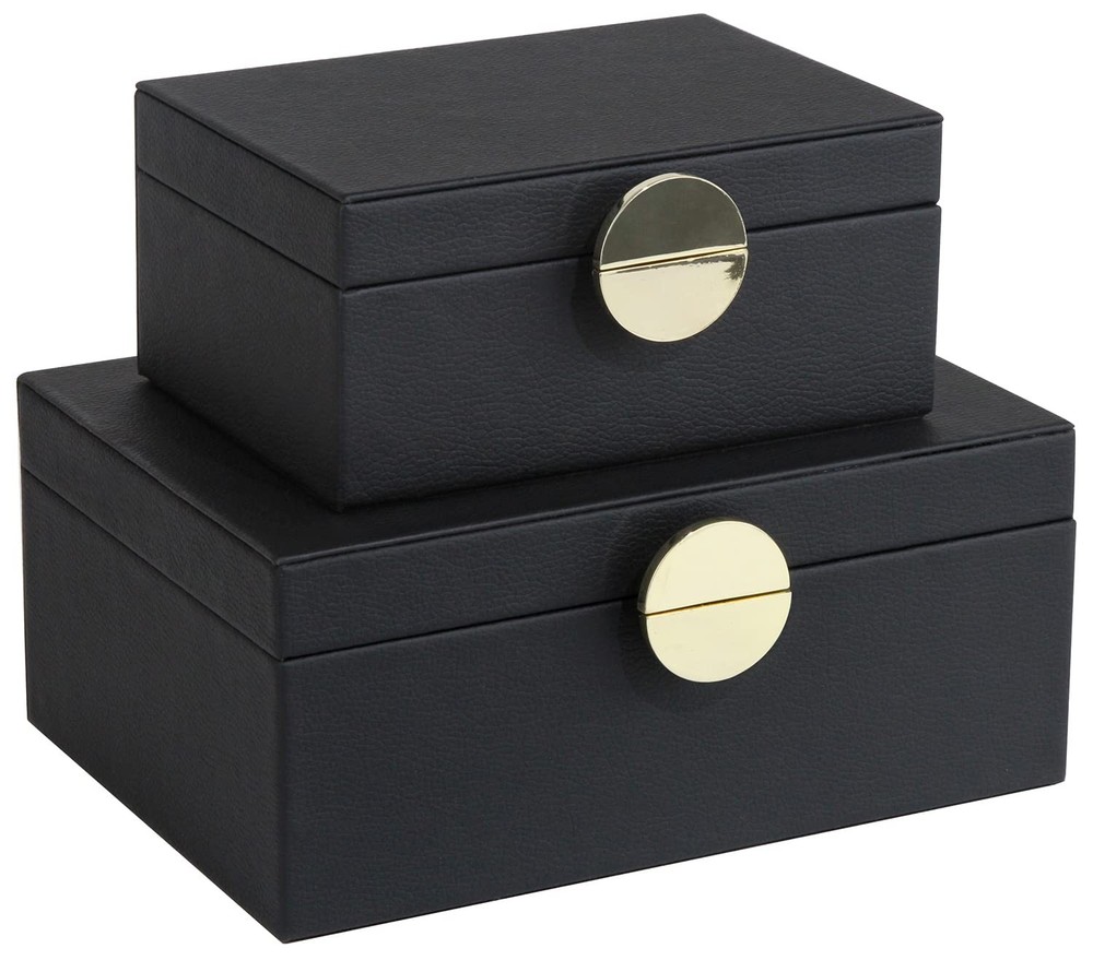 Faux Leather Jewelry Organizer Box with Decorative Storage Compartments
