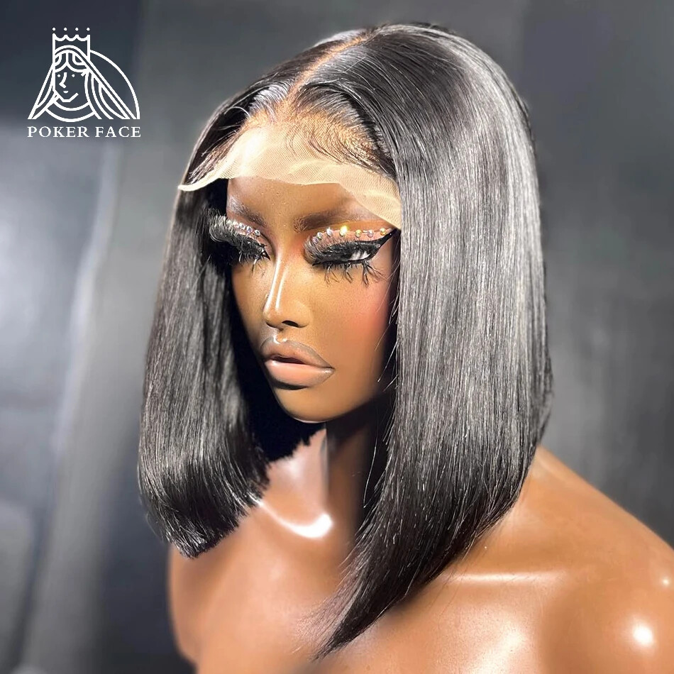 Straight 13x6 Lace Front Bob Wig Brazilian Remy Human Hair Pre Plucked