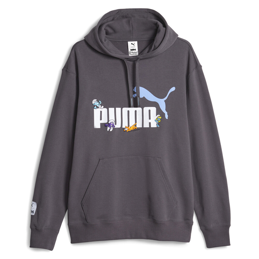 Puma Smurfs Graphic Pullover Hoodie for Men in Grey Casual Style