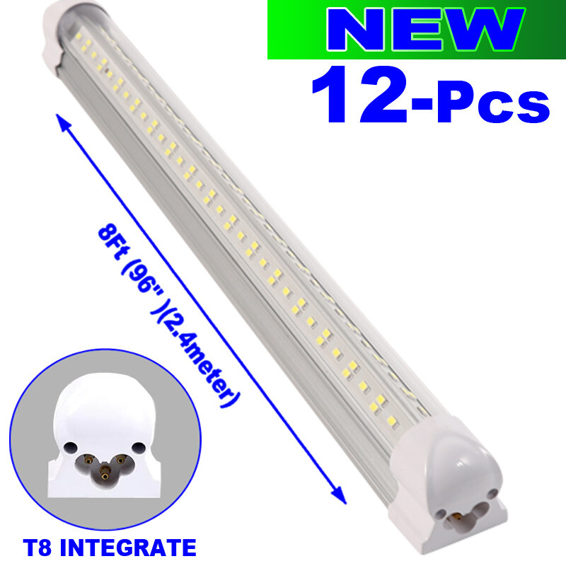 8ft Integrated Led Tube Light Bulbs 8Foot 144W Linkable Led Shop Light 6500K 12P