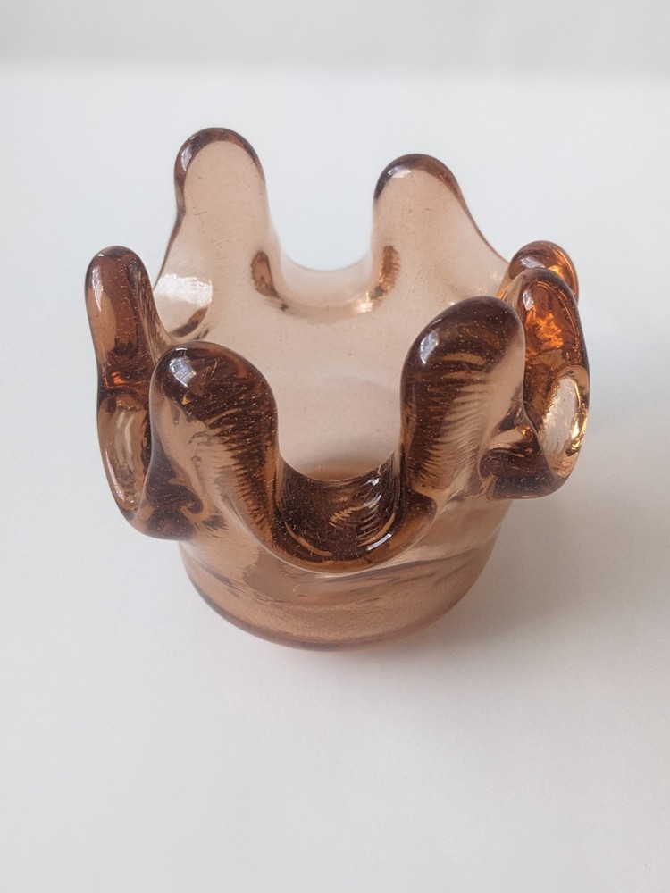Handcrafted Copper Splash Votive Holder - Recycled Glass Artisan Piece