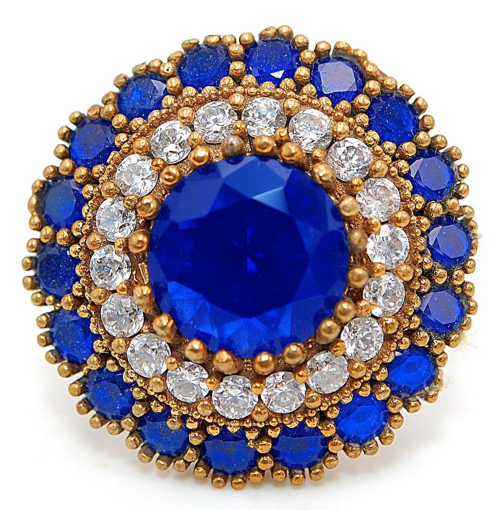 Sterling Silver Ottoman Empire 3CT Treated Sapphire Ring Size 8 HB3-9