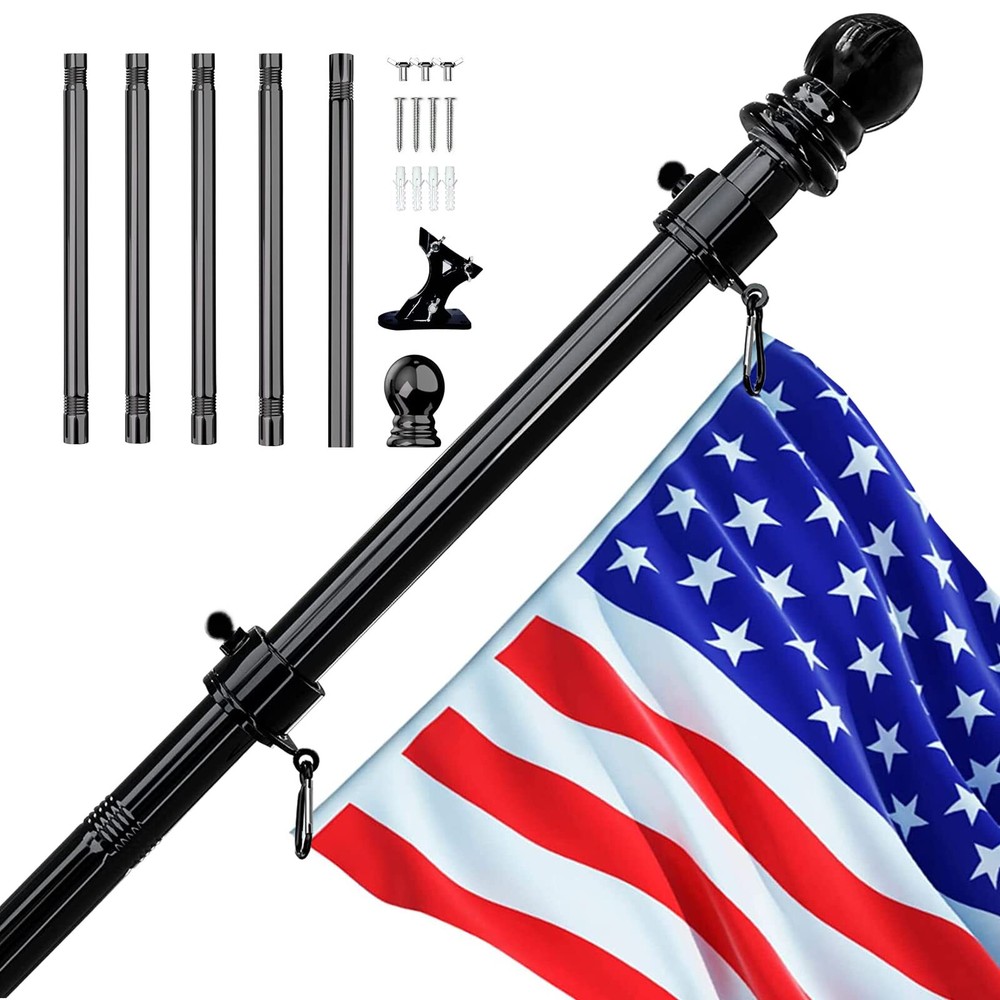 Flag Pole Kit,Sturdy Flag Poles for 3x5 Flags Outdoor 6FT Stainless Steel Fla...