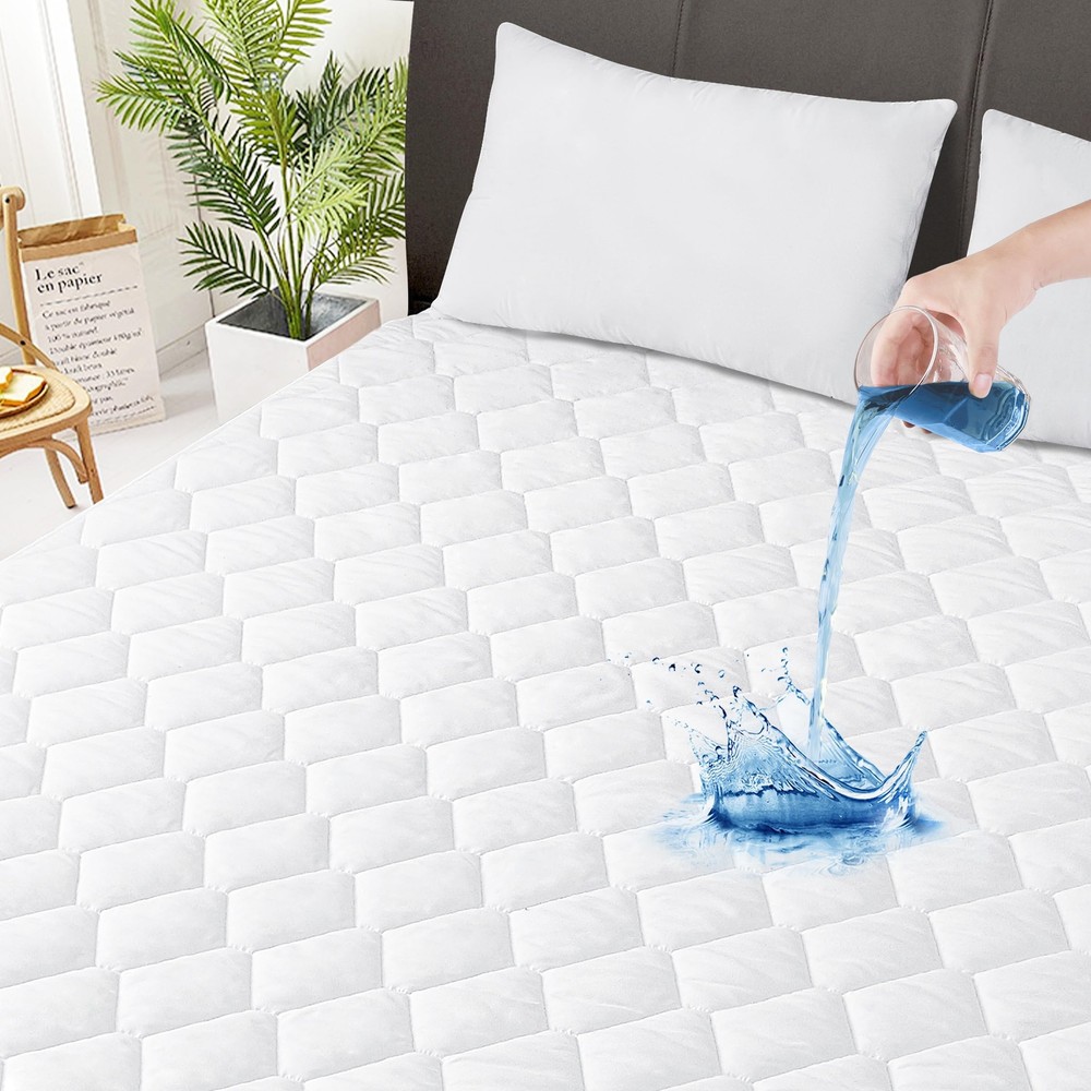 Breathable Waterproof Queen Quilted Mattress Pad with Premium Soft Filling