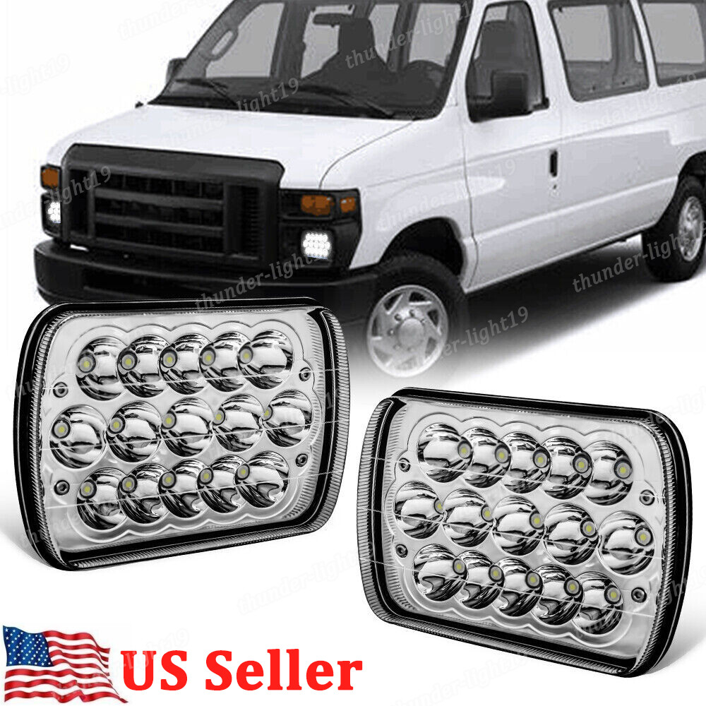 For Chevy Express Cargo Van 1500 2500 3500 Pair 7x6 5x7 LED Headlights Hi/Lo DRL